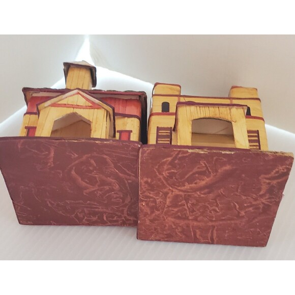 VTG Wheat Straw Balsa Wood Marquetry Victorian House Ornament Box Village Lot - Picture 5 of 9